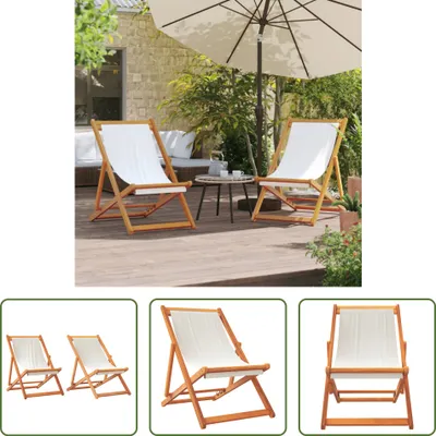Immagine prodotto di The Living Store Sedie da spiaggia pieghevoli 2 pezzi Tessuto bianco crema