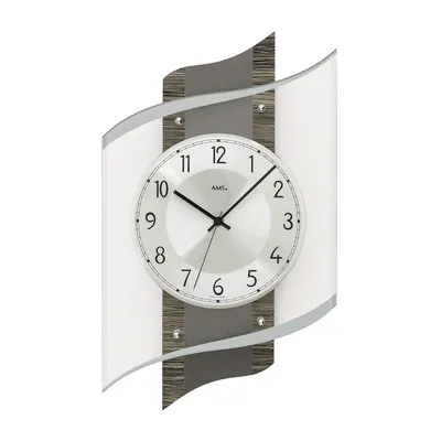 Image de AMS 5519 Horloge murale radioélectrique analogique structure fossile avec verre moderne