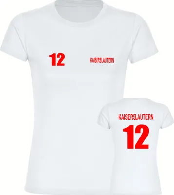 Produktbild von multifanshop Damen T-Shirt - Kaiserslautern - Trikot Nummer 12, weiß, Größe S