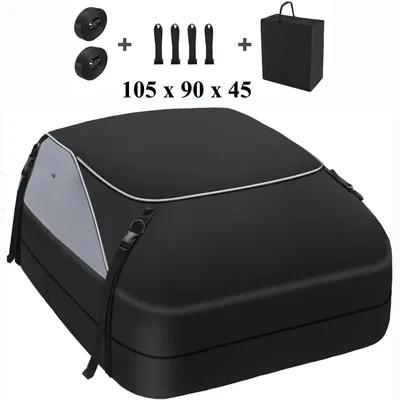 Produktbild von 425 L Auto Dachbox Faltbare Wasserdicht Dachtasche Gepäckbox Tasche Aufbewahrungsbox mit a Antirutschmatte, 1000D wasserdichtes Oxford-Gewebe, schwarz