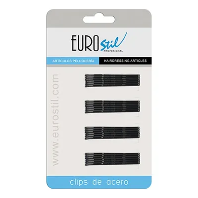 Zdjęcie produktu dla Klipsy Eurostil 5 cm czarne karbowane (24 szt.)