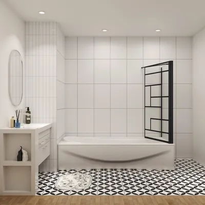 Produktbild von AICA Schwarz Badewannenaufsatz 80cmx140cm Faltwand Duschwand 6mm ESG-glas Badewannenfaltwand mit 70cm Seitenwand Badewanne Duschabtrennung