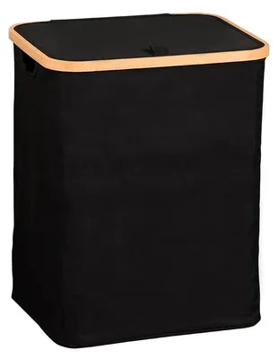 Waschkorb aus Bambus und Polyester, 41x33x51 cm, schwarz/braun