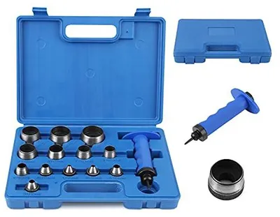 Lochstanz-Set, 13-tlg., Stahl, für Leder/Kunststoff/Gummi, 5–35 mm