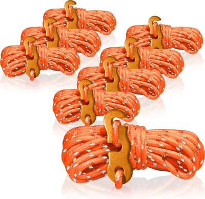 Produktbild von COM-FOUR® 8x Abspannseil je 4m für Camping reflektierend in orange - Zeltschnur mit Abspannschnalle aus Aluminium - Spannschnur - Camping Schnur - Seilspanner - Zeltleine - Sturmband