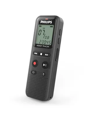 A Philips Voice Tracer digital voice recorder is shown against a white background.