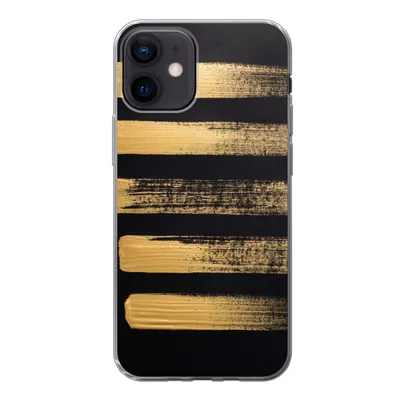 Produktbild von MuchoWow® Handyhülle Schutzhülle Hülle für iPhone 12 Muster aus goldener Farbe auf schwarzem Hintergrund Silikon Softcase Handy Hülle - Schutzhülle