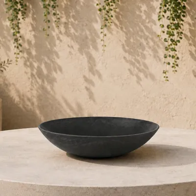 Image de Jardinière plate pour l'extérieur Jardinière décorative ronde noire 25 cm