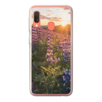 Produktbild von MuchoWow® Handyhülle Schutzhülle Hülle für Samsung Galaxy A20e Lupine - Sonne - Lila Silikon Softcase Handy Hülle - Abdeckung