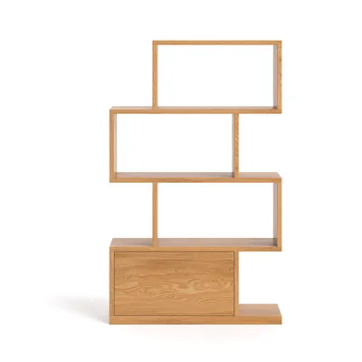 Image de Domino bibliothèque en bois 100 cm, bois massif, scandinave