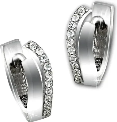 Produktbild von SilberDream Ohrringe Doppel-Welle Zirkonia Damen 925er Silber Creolen SDO4322W