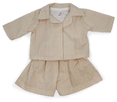 Produktbild von Asi Puppenkleidung Pyjama Set weiß und camel - Puppenzubehör