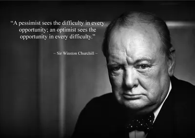 Poster mit Winston Churchill Zitat, A3, Schwarz, Matt