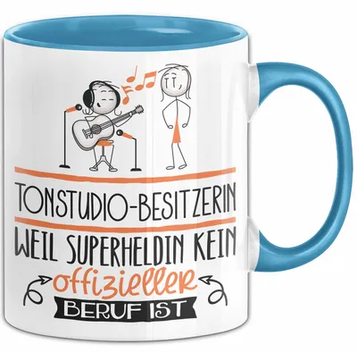 Produktbild von Tonstudio-Besitzerin Geschenk Tasse Lustiger Spruch Tonstudio-Besitzerin Weil Superheldin Kein Offizieller Beruf Ist Geschenkidee (Blau)