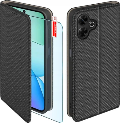 Obrázok produktu pre Flipové puzdro pre Xiaomi Redmi 13 4G Uzamykateľné čierne puzdro + sklo 9H