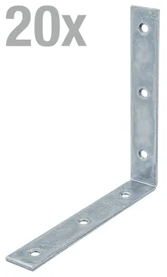 Image de Alberts 20 x équerre de chaise 150x150x25mm, galvanisée, pour assemblage de meubles et d'angles