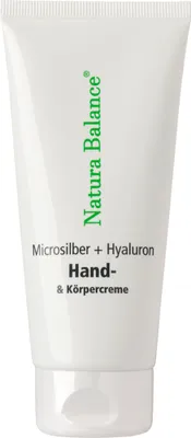 Produktbild von Handcreme 100ml Microsilber + Hyaluron Microsilver Hyaluronsäure Vitamin E Panthenol Niacin Mikrosilber vegan