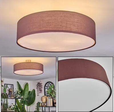 Produktbild von Mels Deckenlampe aus Metall/Stoff/Kunststoff in Nickel-matt/Braun/Weiß