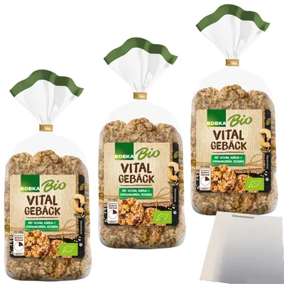 Produktbild von Edeka  Vitalgebäck knuspriges Gebäck 3er Pack (3x200g Packung) + usy Block