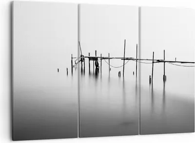 Produktbild von Bild auf Leinwand - Leinwandbild - Meer Brücke Wasser - 105x70cm - Wand Bild - Wanddeko - Leinwanddruck - Bilder - Kunstdruck - Wanddekoration - Leinwand bilder - Wandkunst - CE105x70-3727