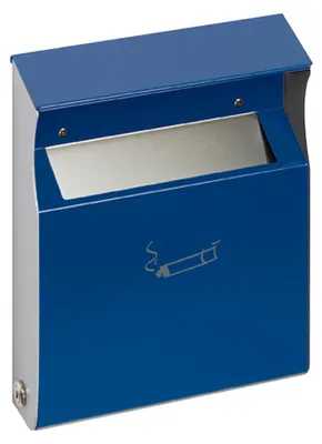 Produktbild von Eckiger Wandascher mit Einwurfblende | 2 Liter, HxBxT 30x23x6cm |Verzinkter Stahl | Blau
