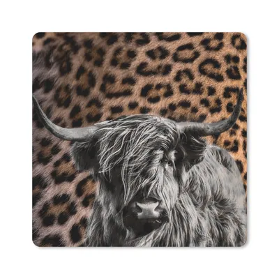 Produktbild von MuchoWow® Mauspad Mousepad Schottischer Highlander - Kuh - Pantherdruck 30x30 cm - Mousepads - Maus Mat - Pad - Mausunterlage - Gaming