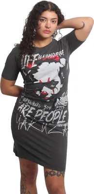 Zdjęcie produktu dla Yakuza Damskie sukienka T-shirt Casual Masquerade V02, czarna melanżowa, 3XL