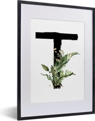 Produktbild von MuchoWow® MuchoWow® Gerahmtes Poster Buchstabe T - Alphabet - Weiß 30x40 cm - Poster mit zchwarzem Bilderrahmen - Wandposter Schlafzimmer