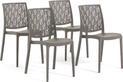 Immagine prodotto di set di 4 sedie impilabili in polipropilene con fibre di vetro per esterni e giardino, bar e ristorante, cucina design moderno - AYDA - Tortora