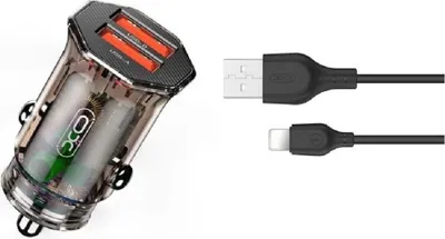 Immagine prodotto di XO Caricatore USB doppio da auto Accendisigari 2,4 A Caricatore da auto Marrone Cavo IOS