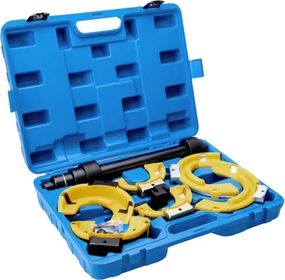 Produktbild von YUENFONG Fahrwerksfeder Universal Federspanner Satz für McPherson Federbeinsysteme Tuning inkl Werkzeug Federbeine Roter Tragekoffer