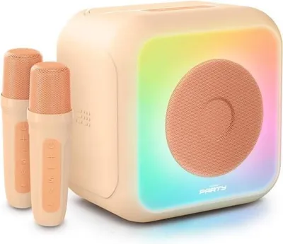 Immagine prodotto di Altoparlante karaoke BIGBEN, Bluetooth, 30 W, 2 microfoni wireless, USB-C, equalizzatore, color pesca