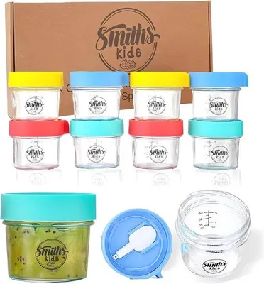 Immagine prodotto di Contenitori mini in vetro Famanu con coperchio e cucchiaino – ideali per snack e viaggi