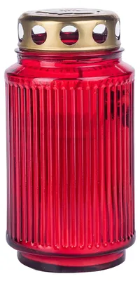 Produktbild von Grablicht-Glas mit Kerze, rot, Höhe 17 cm, Brenndauer 26 h