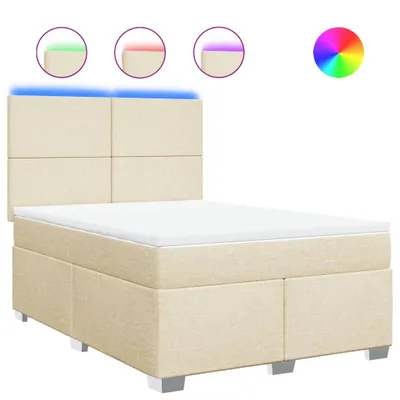 Image de Sommier à lattes de lit avec matelas Crème 160x200 cm Tissu