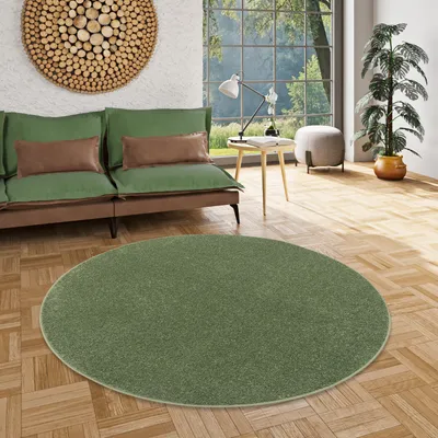 Produktbild von Teppich Hochflor Shaggy Cottage Grün Rund, Größe:400 cm Rund