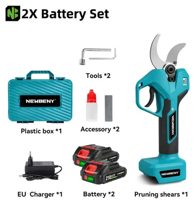 Immagine prodotto di Potatore elettrico - Potatore a batteria - Motore brushless da 21V - Lama Acciaio al carbonio da 6,5 cm - Ideale per alberi da frutto e bonsai - Con 2 batterie