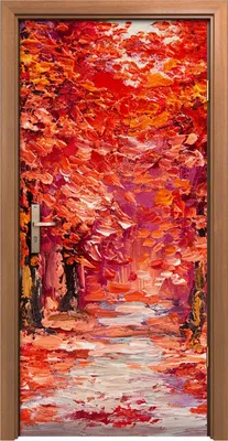 Produktbild von Türposter 90x200 cm Türaufkleber Türtapete Türfolie Klebefolie Wald Bäume bunte Herbst park
