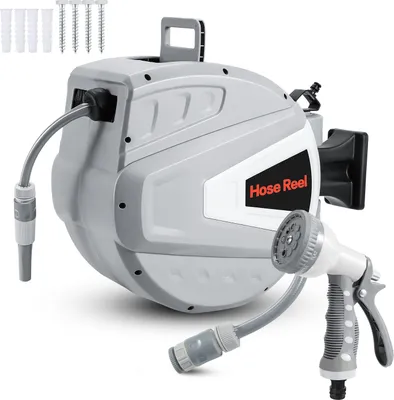 Produktbild von TolleTour Schlauchaufroller 30m Druckluftschlauchtrommel automatik Aufroller 8 bar Anschluss Multifunktionale Wasserspritzpistole Druckluftschlauch Wandschlauchhalter