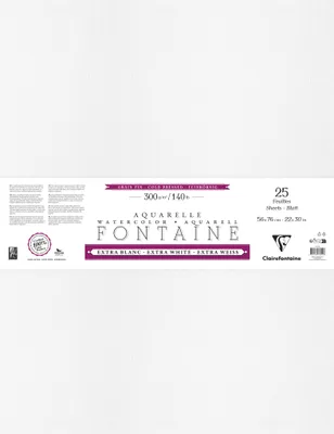 Produktbild von Clairefontaine Aquarellpapier 25 Blatt Bogen mit 4-seitigem Büttenrand - 976054C