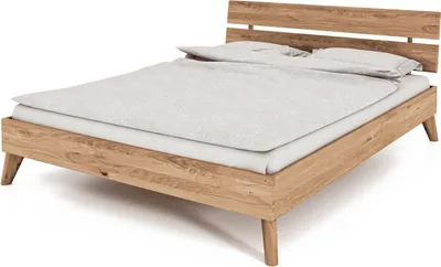 Produktbild von Bett Gerg 2 Wildeiche massiv bianco160x200 cm mit Holzkopfteil und Holzbeinen