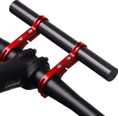 Imagen del producto de Extensión para manillar de fibra de carbono, con doble sistema de fijación, compatible con manillares de 25,4 mm y 31,8 mm, accesorio para bicicleta