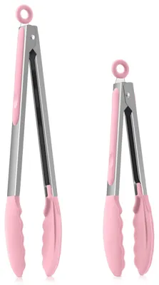 Produktbild von Omgoods – Set aus 2 Edelstahl-Küchentangen mit Silikongriffen
