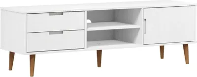 Image de vidaXL Armoire TV MOLDE Blanc 158x40x49 cm Pin massif