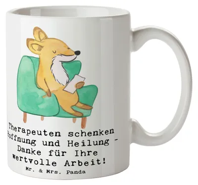 Produktbild von Mr. & Mrs. Panda Pott Therapeut Dankeschön - Weiß - Geschenk, handgefertigt, Bedanken, Genesung, Aufmerksamkeit, Zuversicht, Tasse, Danke sagen, Kaffeepott, Kaffeetasse