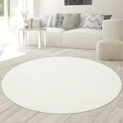 Produktbild von Flauschiger Shaggy Teppich in creme Größe - 120 cm Rund