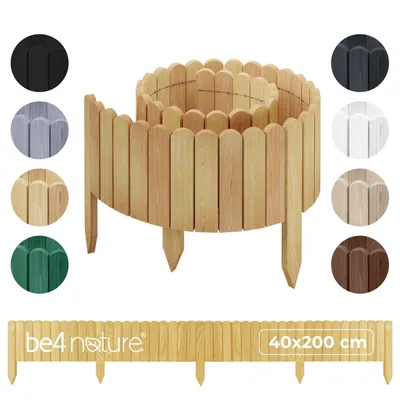Immagine prodotto di be4nature Bordura da giardino in legno flessibile 40 x 200 cm Marrone chiaro legno impregnato bordo in rotolo bordatura prato recinzione decorativa palizzata bordo aiuole