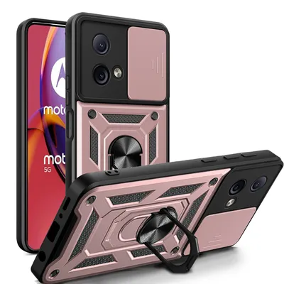 Produktbild von Outdoor Panzer Hülle Motorola Moto G84 Handyhülle mit Kameraschutz Ringhalter Rosegold
