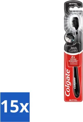 Produktbild von Colgate Zahnbürste Charcoal Black 360 Medium Black 1 Zahnbürste - Vorteilspack - 15 Stücke