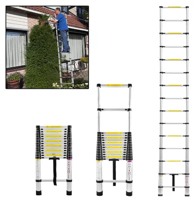 Image de Échelle télescopique extensible - Hauteur : 440 cm - 15 échelons